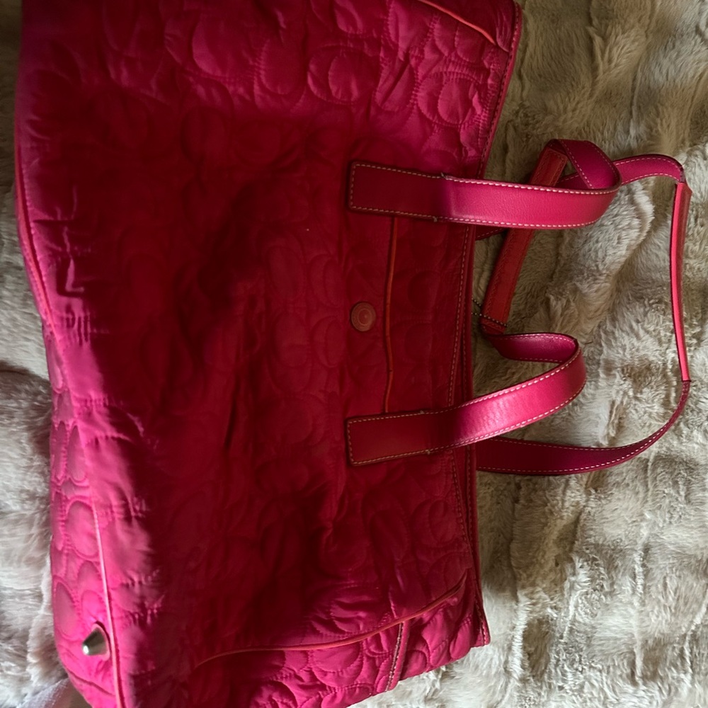 Coach Pink Quilted Tote Bag